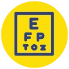 Eye chart icon for R90 eye exams at CBEST Vision Centre
